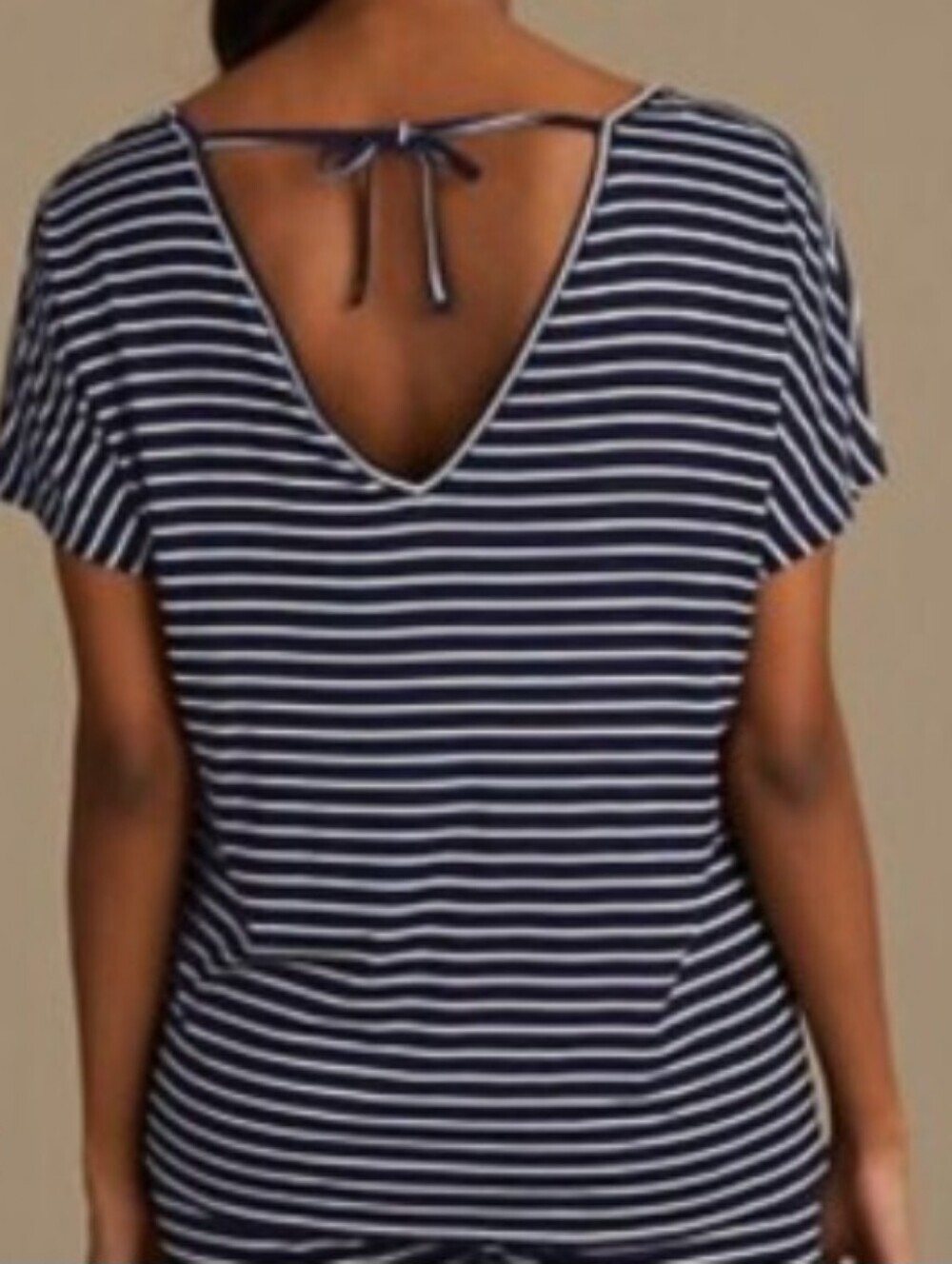 ** M&S Striped Navy and White Women’s Tee - Classic Casual Top Size 14